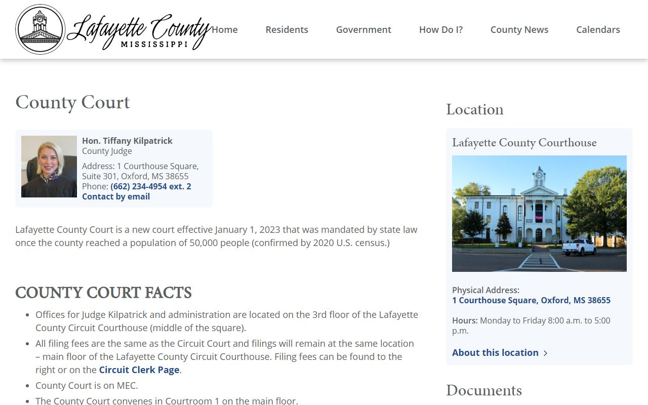 Lafayette County County Court docket and MEC filing court records page