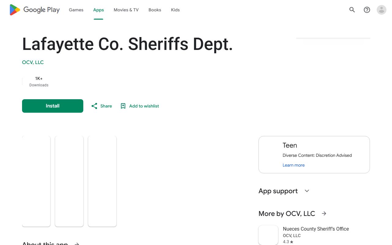 Lafayette County Sheriff's Department app on Google Play for inmate records and public safety news