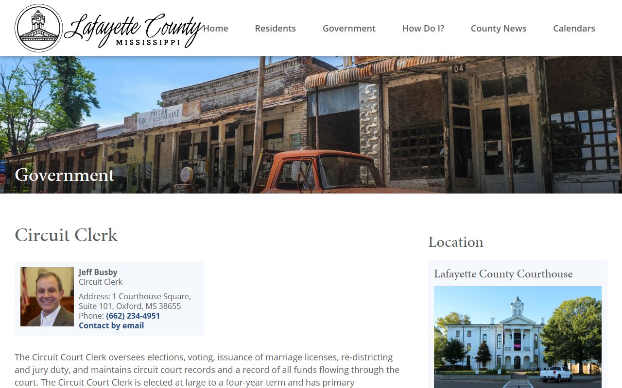 Lafayette County Circuit Clerk marriage license records page
