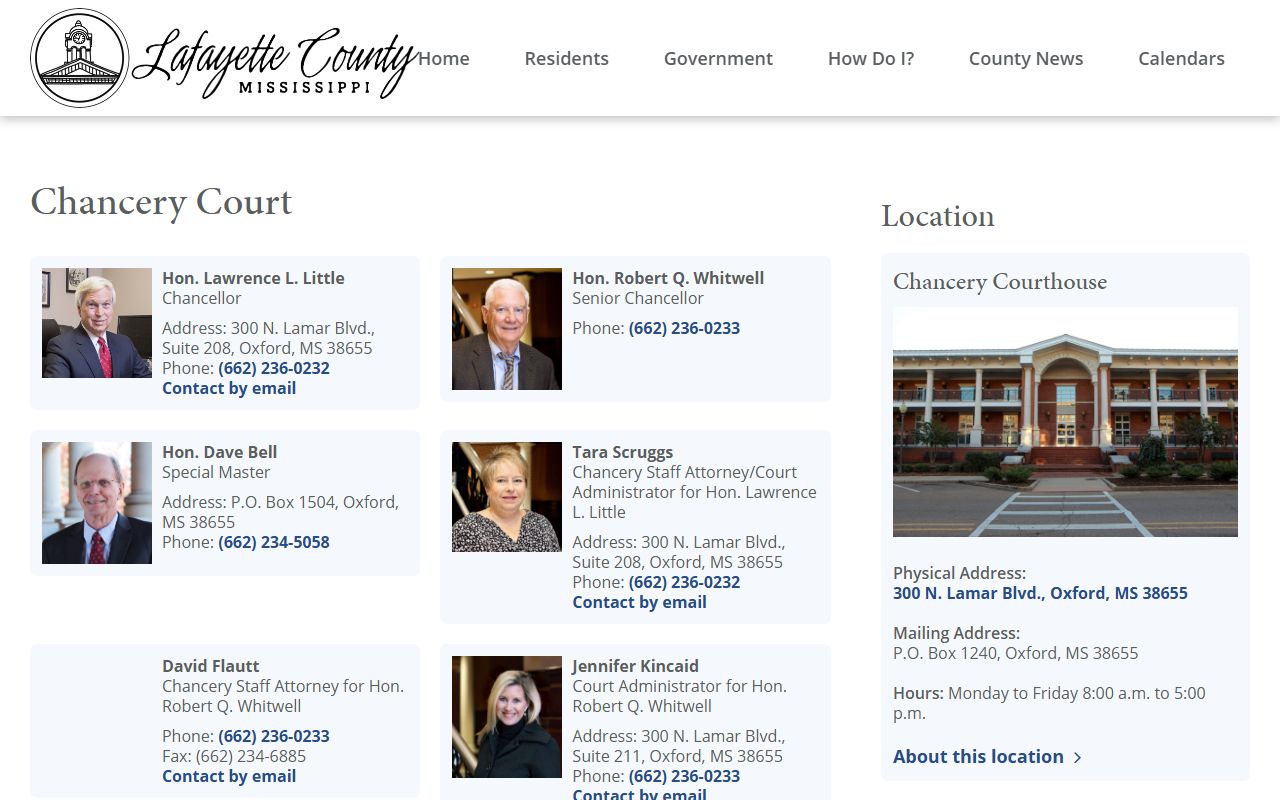 Lafayette County Chancery Court probate records and jurisdiction page