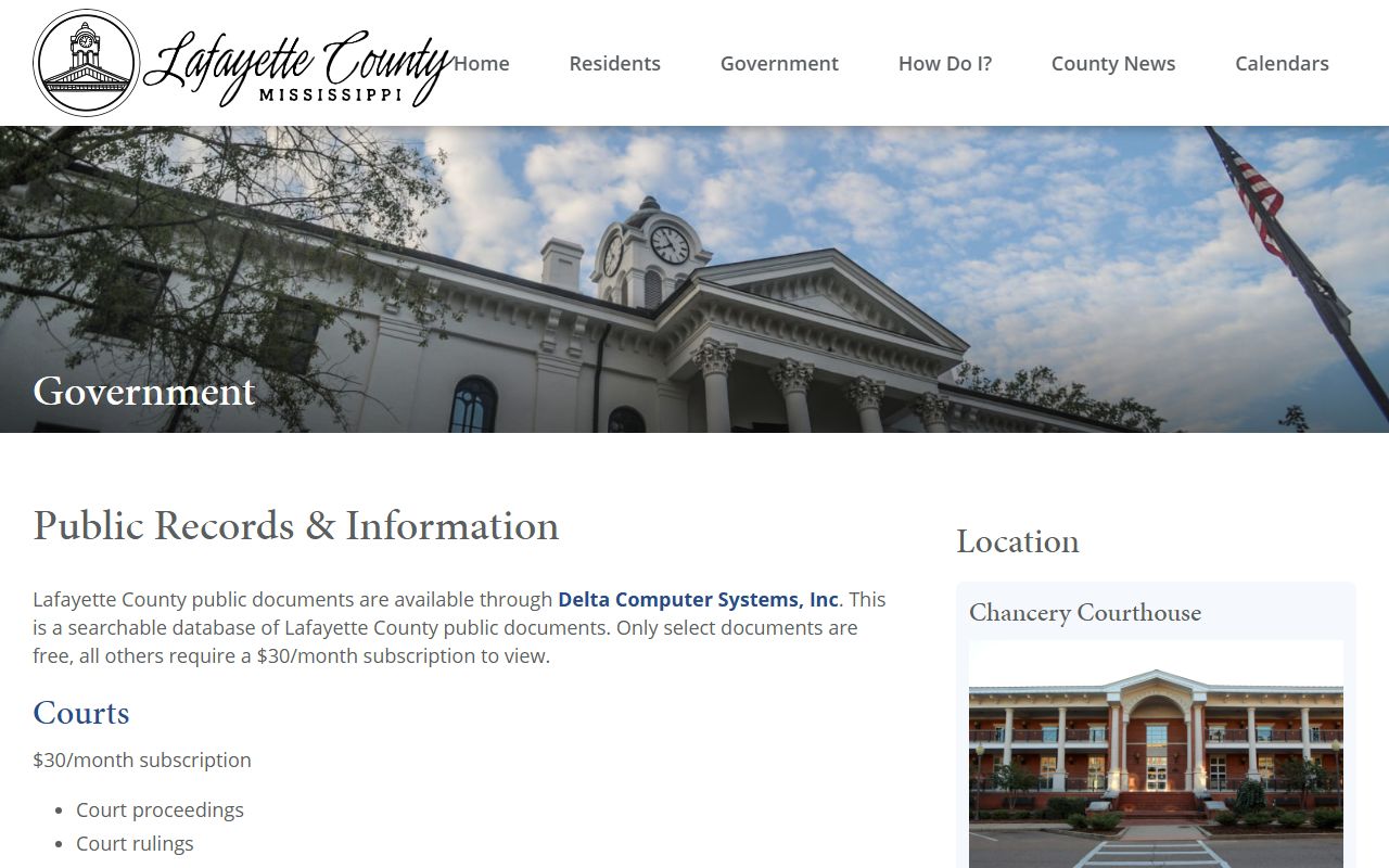 Lafayette County public records information page on restricted court records